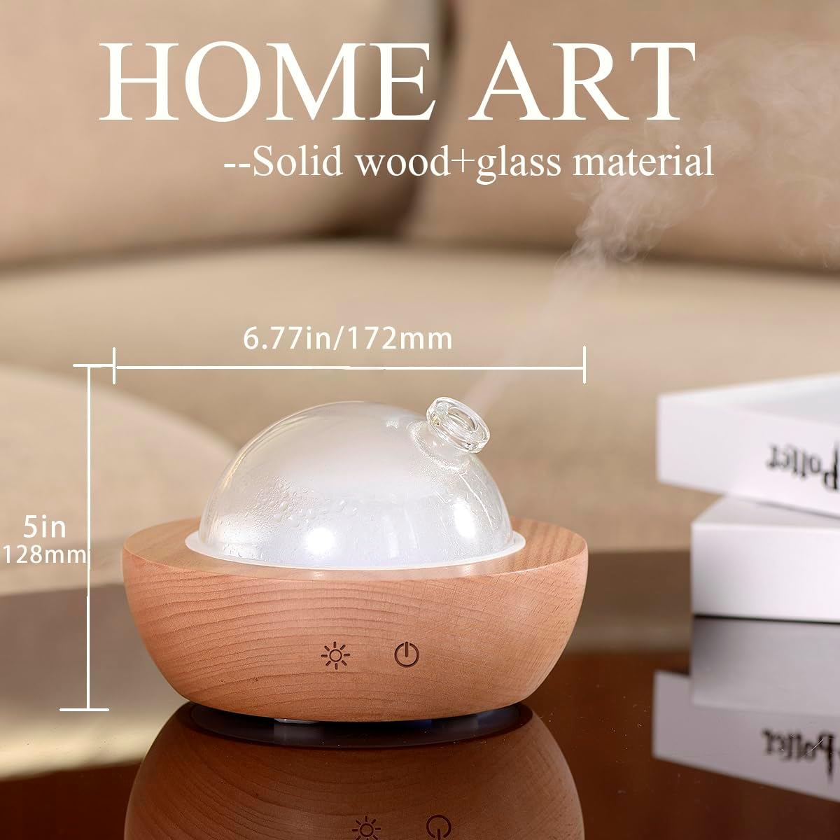 Glass Essential Oil Diffuser,Real Wood Base