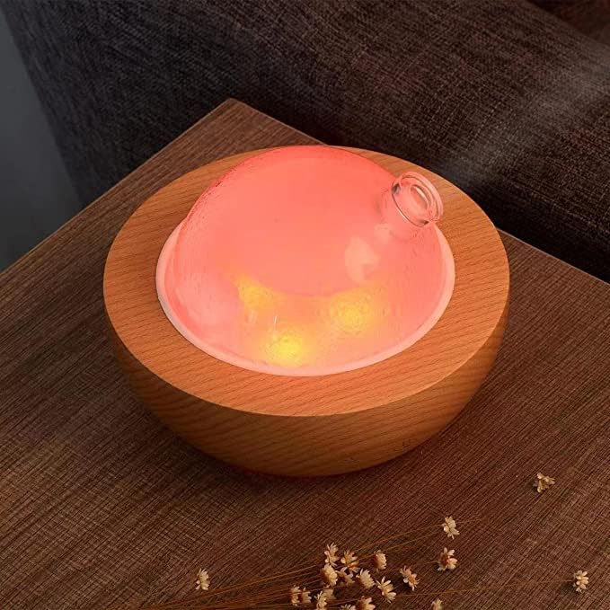 Glass Essential Oil Diffuser,Real Wood Base