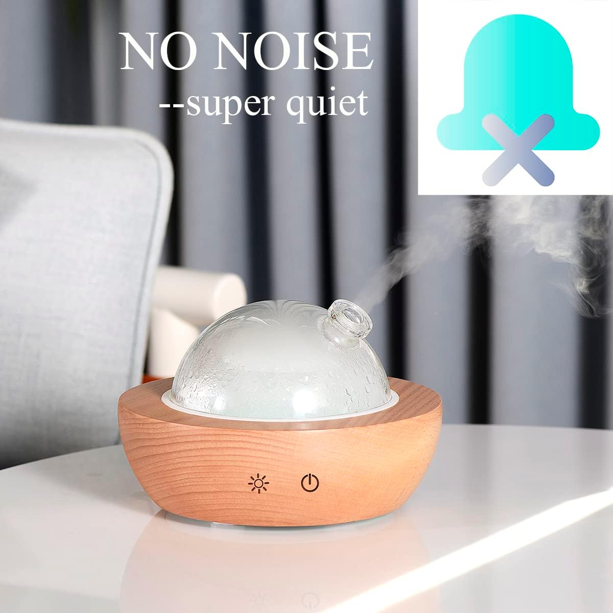 Glass Essential Oil Diffuser,Real Wood Base