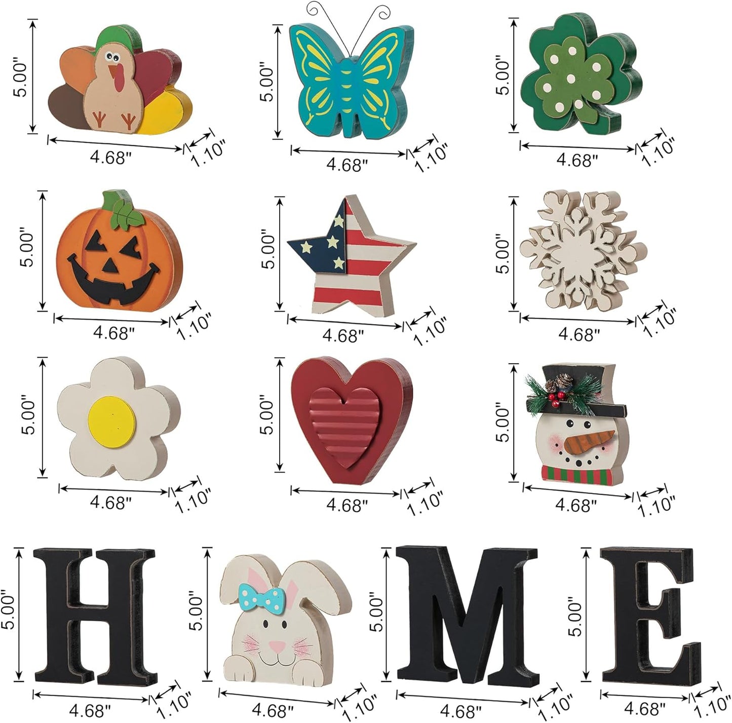 Interchangeable Home Table Signs with 13 Pcs Seasonal Icons