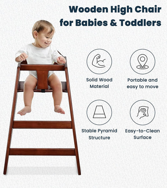 Alpine Wooden High Chairs for Babies and Toddlers with Safety Strap